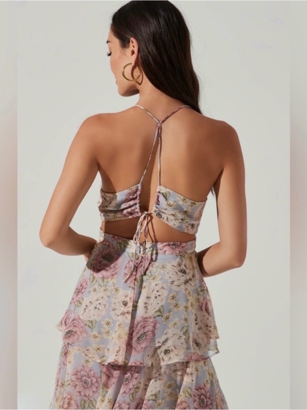 Floral Tiered Ruffle Maxi Dress – Pink Floral - Picture 3 of 4